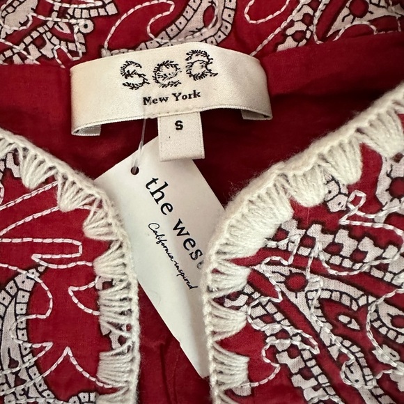 SEA New York Red Jacket Cropped Theodora Paisley Quilted Cotton Size S NWT - Picture 7 of 8